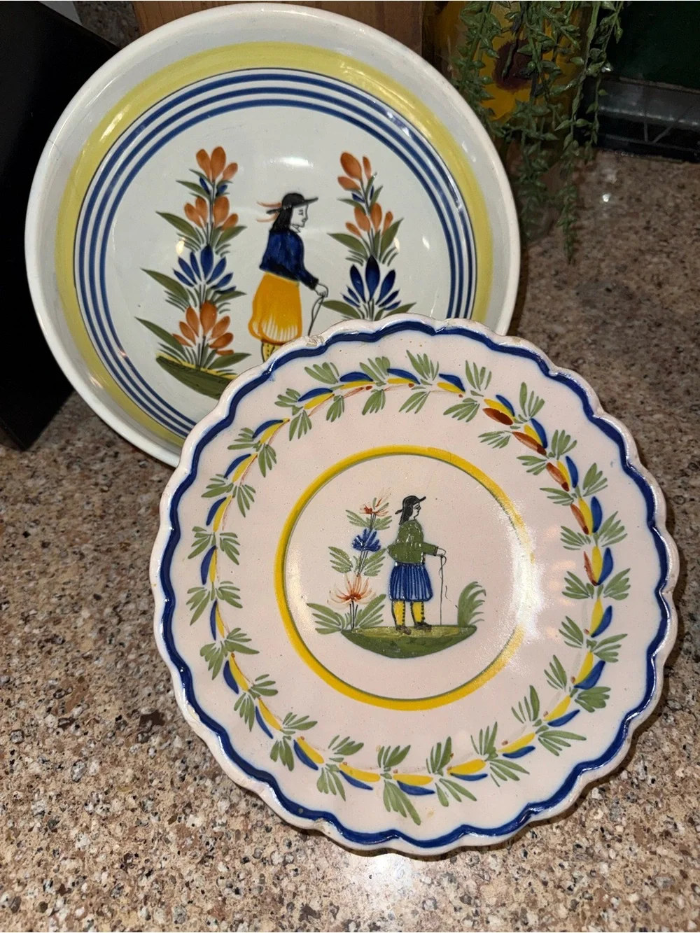 Vintage Henriot Quimper France Hand-Painted Breton Woman Bowl